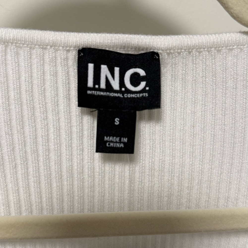 INC International Concepts White Fitted Ribbed Top - Picture 5 of 8